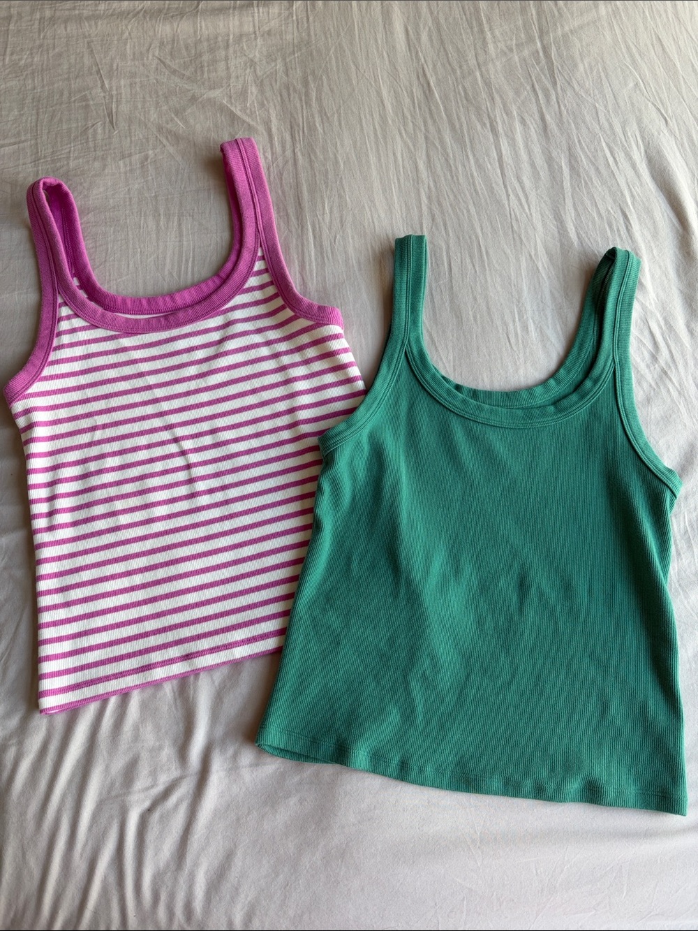American Eagle - Pink Stripe & Green Tank Top Set